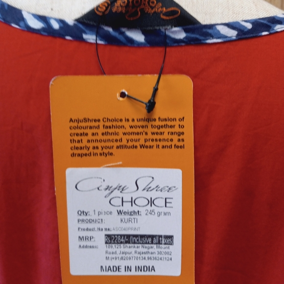 Printed Cotton Blend Full Skirt Indian Kurta/Kurti - Picture 5 of 5